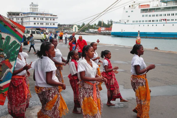 Danza Bienvenida Mujer Malgache Puerto Toamasina Madagascar —  Fotos de Stock