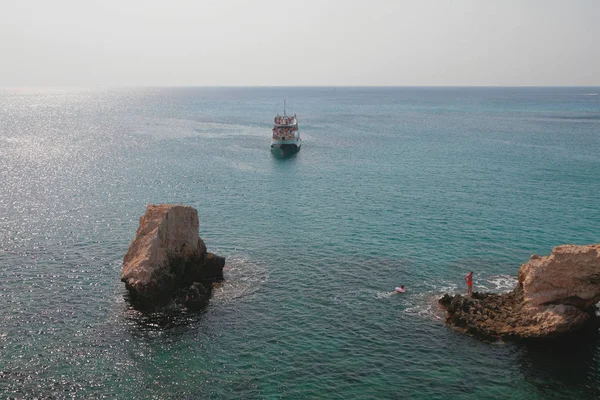 Rocce Imbarcazioni Diporto Mare Agia Napa Cipro — Foto Stock