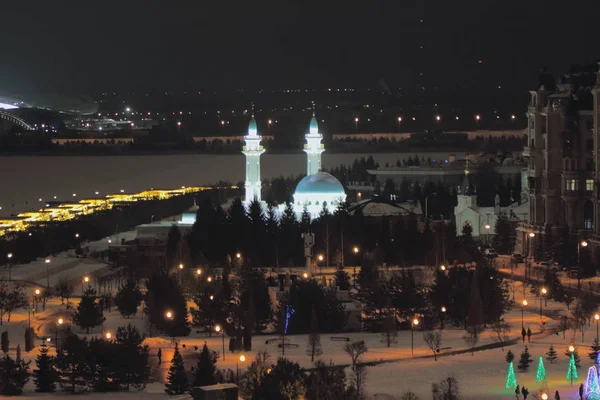 Mezquita Ciudad Nocturna Kazán Rusia — Foto de Stock