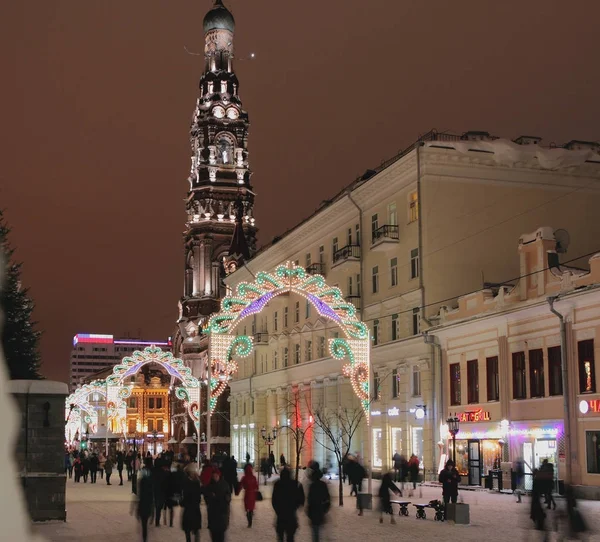 Kazan Rusland Jan 2019 Voetgangersstraat Nieuwjaarsvakantie — Stockfoto