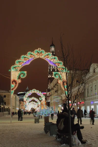 Kazan Russie Janv 2019 Soirée Hiver Dans Rue Piétonne — Photo