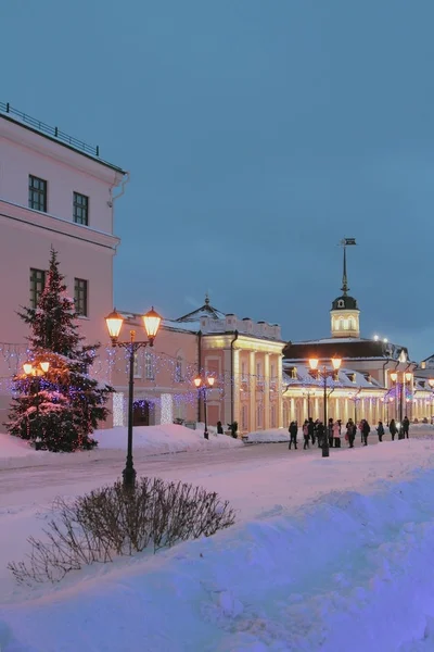 Зимняя Ночь Городской Улице Kazan Russia — стоковое фото