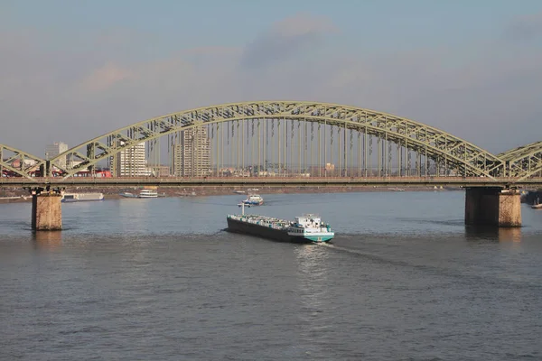 Puente Ferroviario Sobre Río Rin Colonia Alemania —  Fotos de Stock