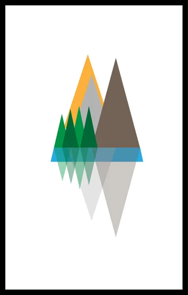 Paysage Vectoriel Scandinave Avec Montagnes Rivière Pour Affiche Décoration Logo — Image vectorielle