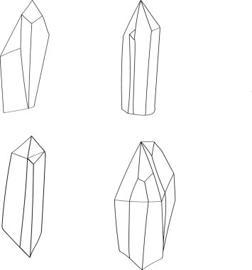 Mozaik desenli kristal vektör çizimi. Elmas şekilli, kristalli, değerli taşlı soyut modern geometrik nesneler.