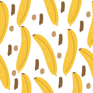 Yaz soyut meyveler, pürüzsüz desenli vektör illüstrasyonu muz modası düz stil tasarımı ambalaj kağıdı, tekstil, duvar kâğıdı, tekstil, tekstil, tekstil...