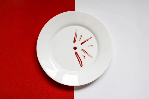 Beyaz tabakta kırmızı güneş