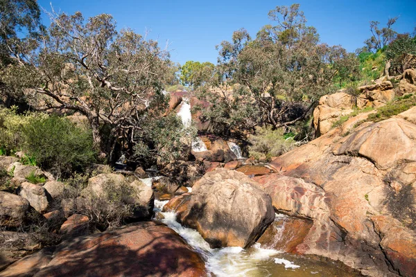 Ein Blick auf den Nationalpark fällt von der unteren Aussichtsplattform im john forrest nationalpark — Stockfoto