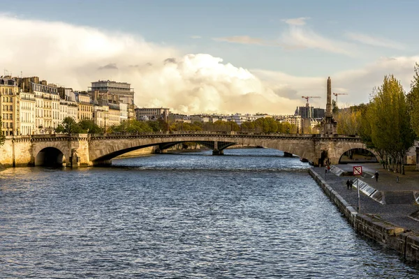 Vista Puente Pont Tournelle Río Sena Centro París Francia —  Fotos de Stock