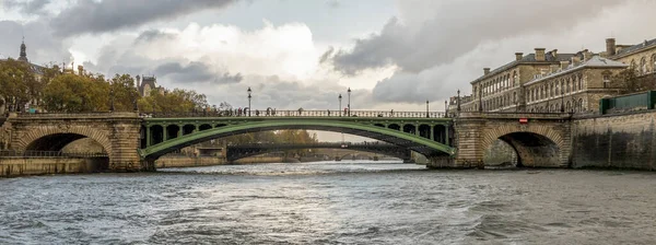 Sen Nehri Şehir Manzarası Pont Notre Dame Köprüsü Paris Fransa — Stok fotoğraf