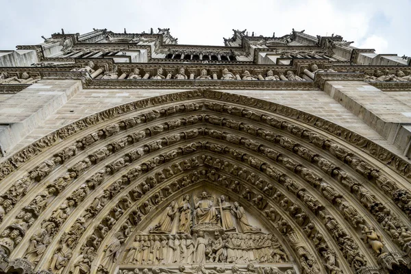 Scena Sądu Ostatecznego Przy Głównym Portalu Katedry Notre Dame Paris Obraz Stockowy