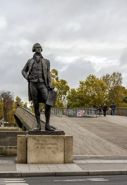 Thomas Jefferson Szobra Amerikai Harmadik Elnök Párizsi Leopold Sedar Senghor — Stock Fotó