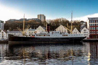 Norveç 'in Stavanger limanındaki Rogaland adlı ünlü yolcu gemisi, Aralık 2017