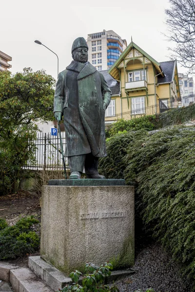 Άγαλμα Του Sigval Bergesen Νορβηγού Πλοιοκτήτη Και Βιομηχάνου Στο Κέντρο — Φωτογραφία Αρχείου