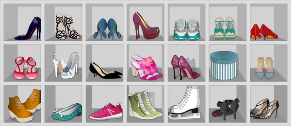 Set womens schoenen — Stockvector