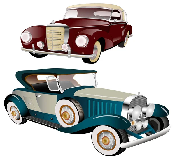 Dos coches clásicos vintage — Vector de stock