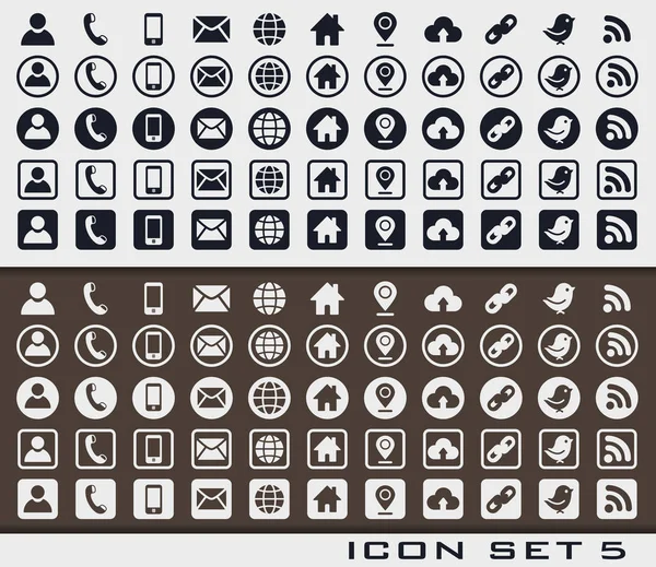 Set icon 5 communication design sign card vc social media networ Vector Graphics