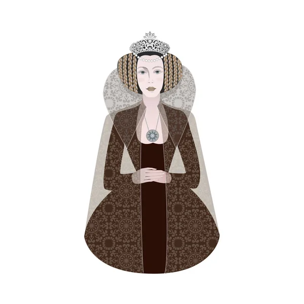 Retrato jovem rainha roupa de luxo — Vetor de Stock