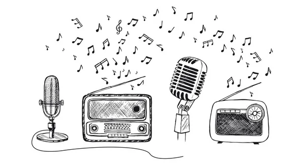 Retro Micro microphone Old School Microphone Scribble Music, Radio
