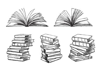 Kitap vektörü. Çizim tarzında elle çizilmiş illüstrasyon.