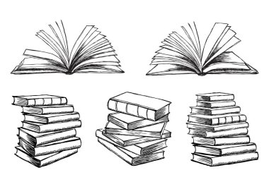 Kitap vektörü. Çizim tarzında elle çizilmiş illüstrasyon.