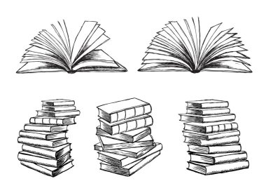 Kitap vektörü. Çizim tarzında elle çizilmiş illüstrasyon.