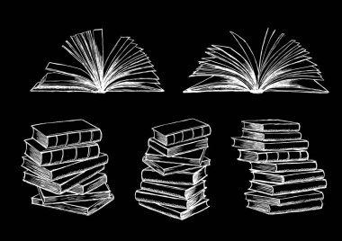 Kitap vektörü. Çizim tarzında elle çizilmiş illüstrasyon.