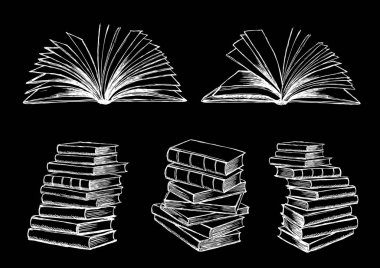 Kitap vektörü. Çizim tarzında elle çizilmiş illüstrasyon.