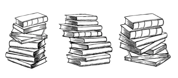 Bücher Handgezeichnete Illustration Skizzenstil — Stockvektor