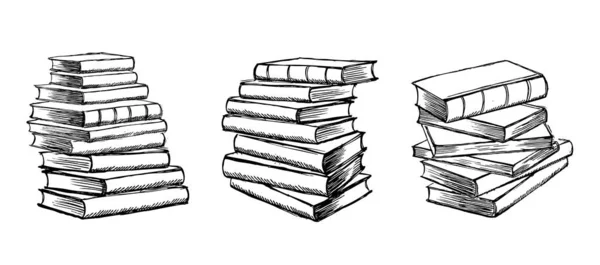 Böcker Handritad Illustration Skiss Stil — Stock vektor