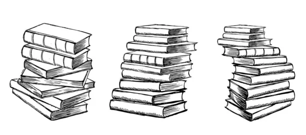 Des Livres Illustration Dessinée Main Dans Style Croquis — Image vectorielle