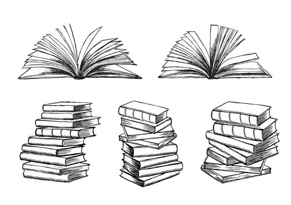 Vecteur Livres Illustration Dessinée Main Dans Style Croquis — Image vectorielle