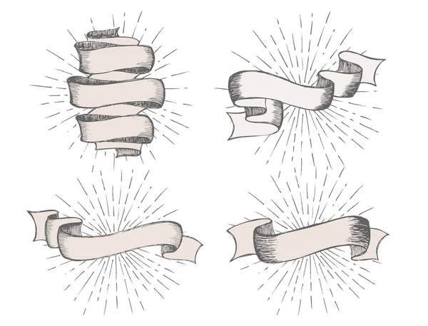 Banderines Cintas Marcan Dibujo Mano Ilustración Vectores — Vector de stock