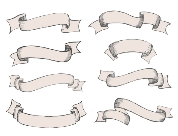 Bånd Bannere Hand Drawn Vektorillustration – Stock-vektor