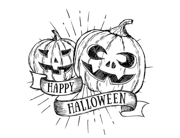 Ensemble Citrouille Halloween Illustration Dessinée Main — Image vectorielle