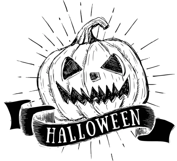 Conjunto Calabaza Halloween Ilustración Dibujada Mano — Archivo Imágenes Vectoriales