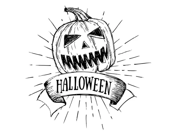 Conjunto Calabaza Halloween Ilustración Dibujada Mano — Archivo Imágenes Vectoriales