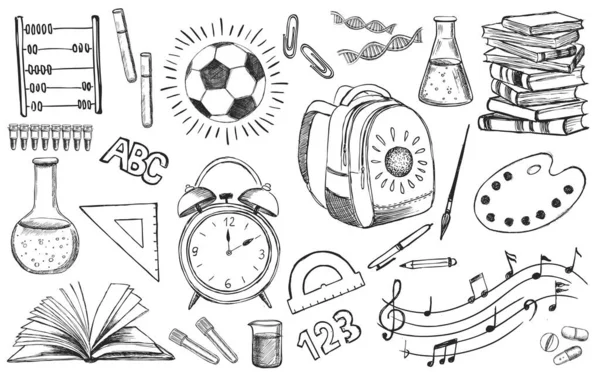 Back School Doodle Set Hand Drawn Illustration — Stock Vector