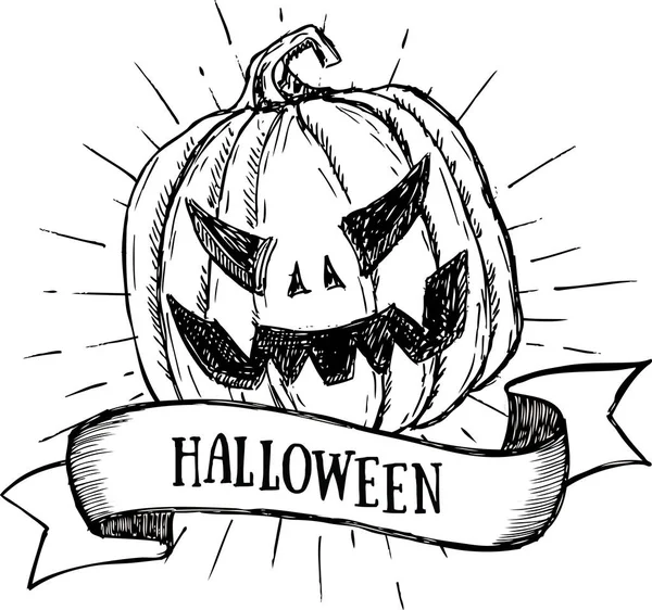 Halloween Dýně Set Ručně Kreslená Ilustrace — Stockový vektor