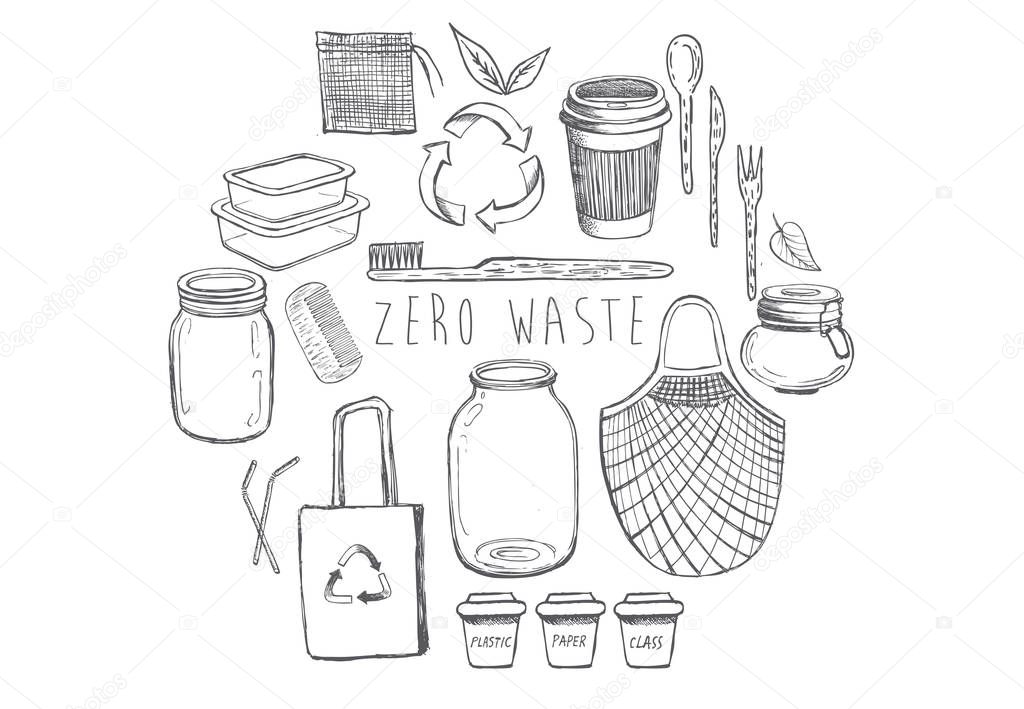 Zero waste vector hand drawn.