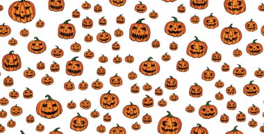 Cadılar Bayramı balkabağı seti. El çizimi illüstrasyon.