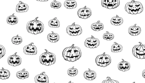 Conjunto Calabaza Halloween Ilustración Dibujada Mano — Vector de stock