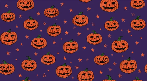 Halloweenpompoen Klaar Handgetekende Illustratie — Stockvector