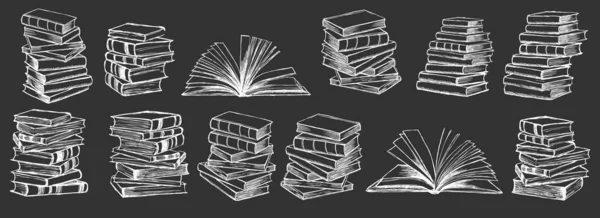 Libros Ilustración Dibujada Mano Estilo Boceto — Archivo Imágenes Vectoriales