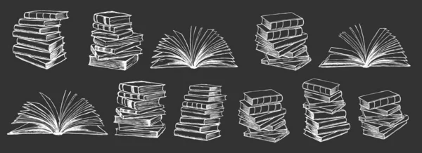 Könyvek Kézzel Rajzolt Illusztráció Vázlatos Stílusban — Stock Vector