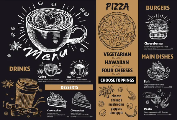 Menu Café Menu Restaurant Design Flyer Alimentaire Vectoriel — Image vectorielle