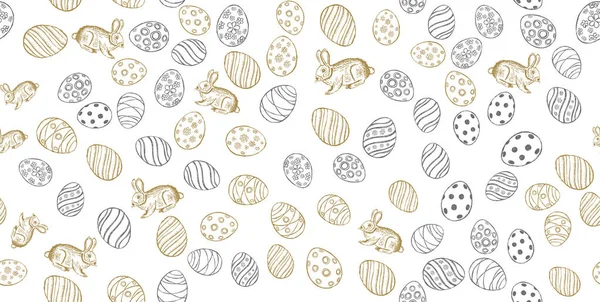Doodle Dekorative Eier Und Elemente Für Ostern — Stockvektor