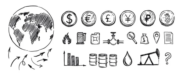 Ikonen Barrel Handgezeichnete Sammlung Isoliert Auf Weißem Hintergrund Vektorillustration — Stockvektor