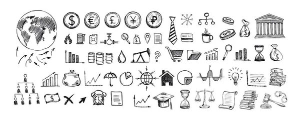 Handgezeichnete Geschäftssymbole Managementkonzept Mit Doodle Design — Stockvektor