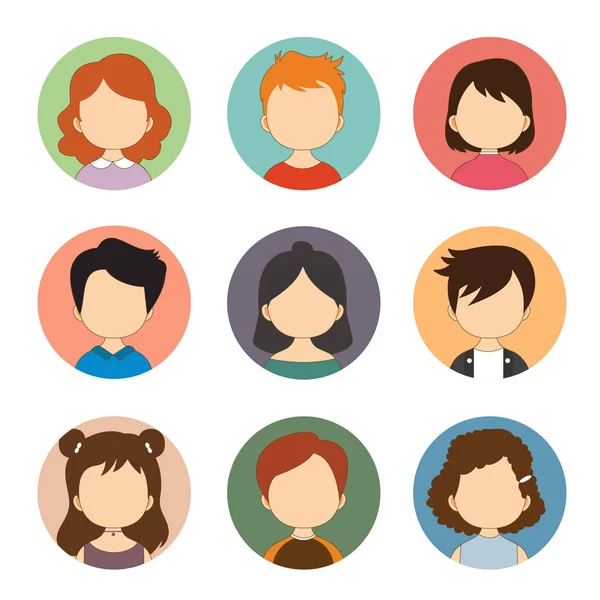 Male Female Faces Avatars User — Stock Vector